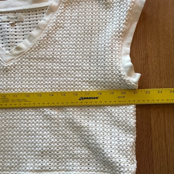 Madewell Crop Tee Womens Large White Mesh Playful Minimalist Basic With Edge - Picture 6 of 7
